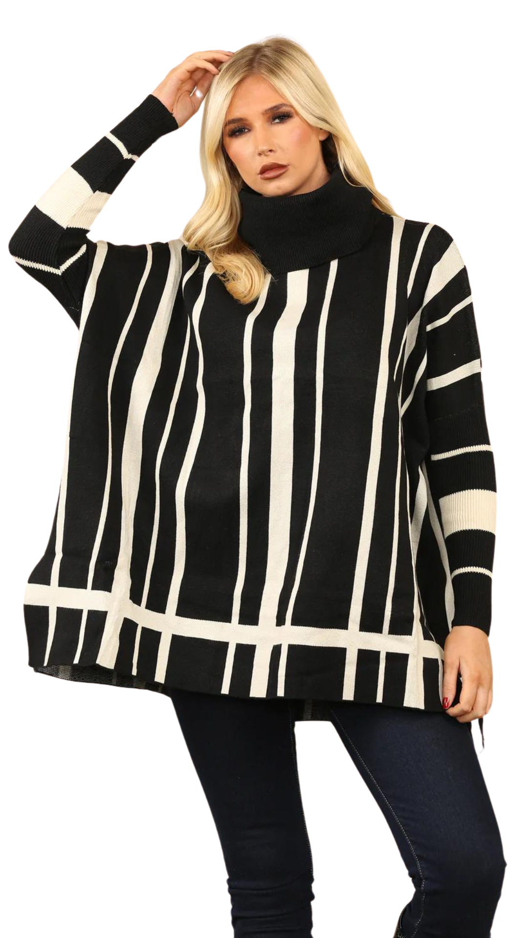 OVERSIZED POLO NECK JUMPER BLACK Eleventh Avenue Ltd