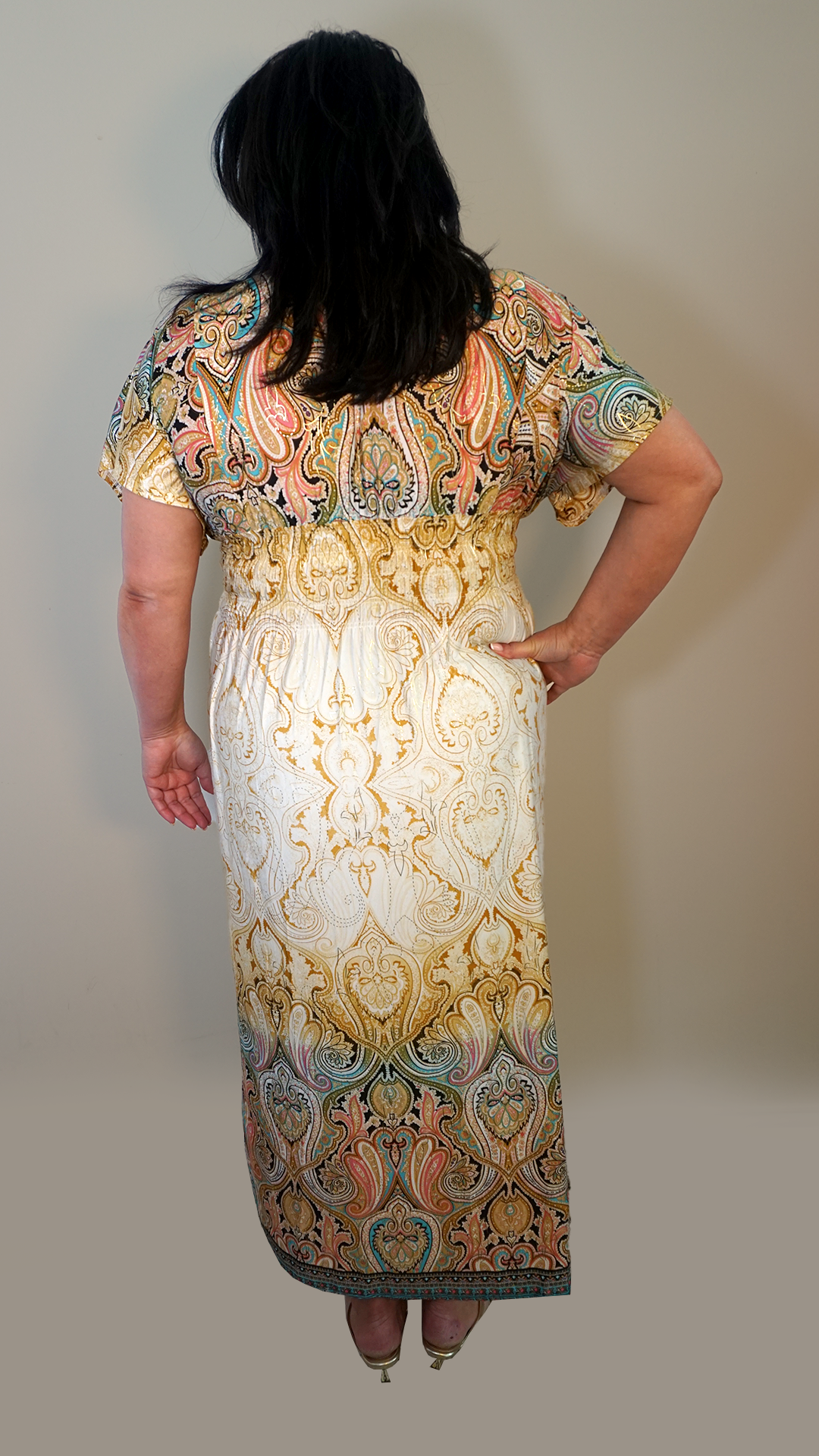 Paisley Print Maxi Dress – Gold
