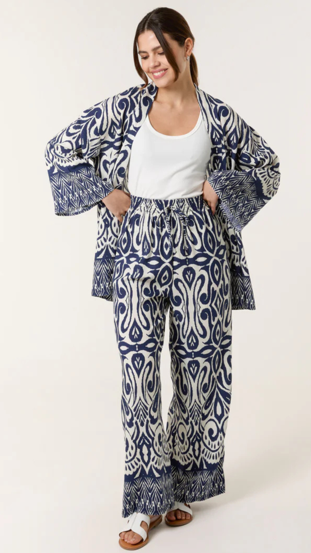 NAVY PRINT KIMONO