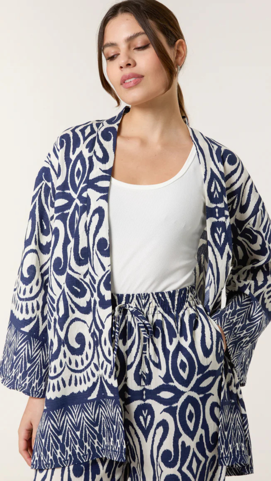 NAVY PRINT KIMONO