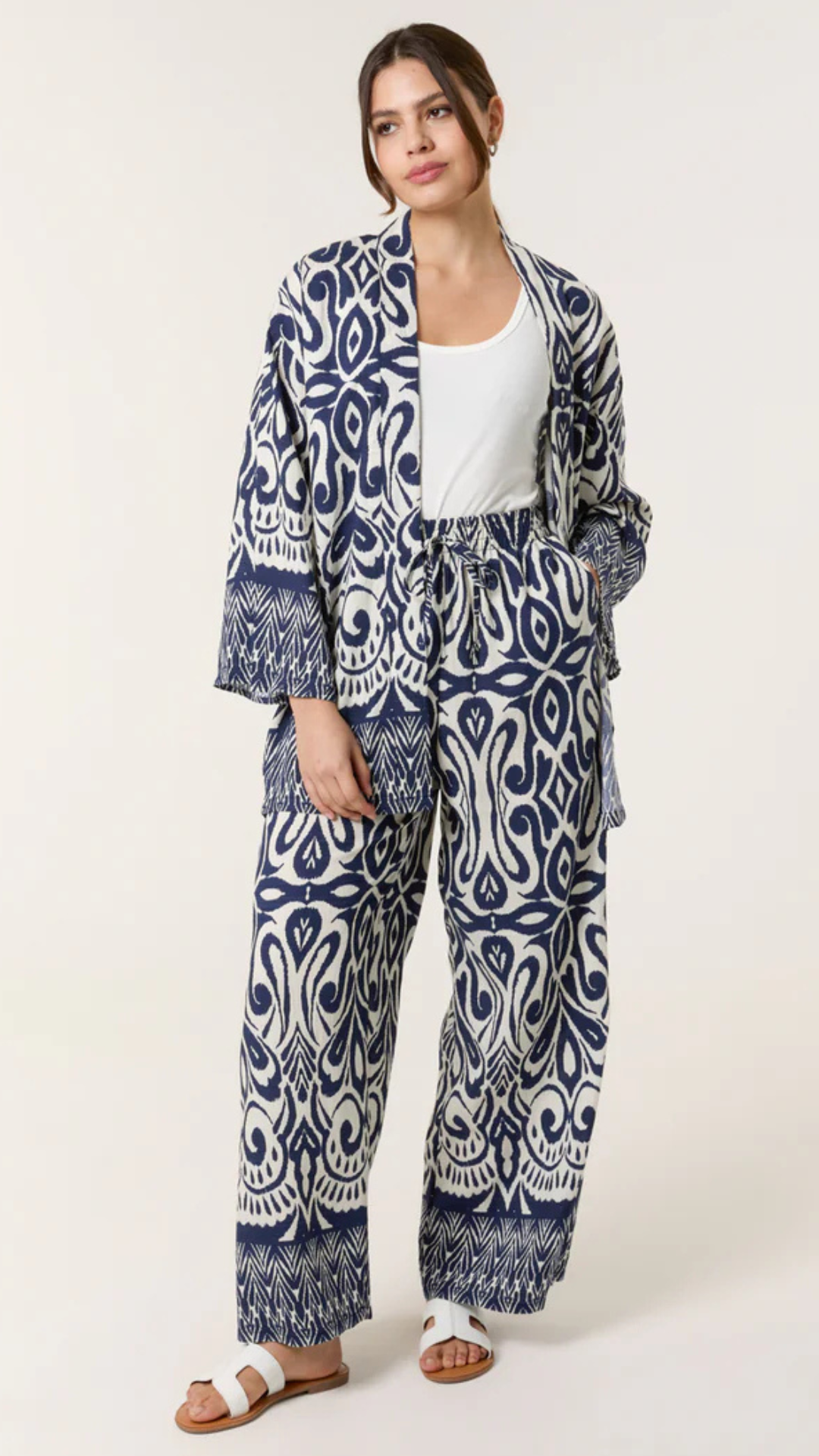 NAVY PRINT KIMONO