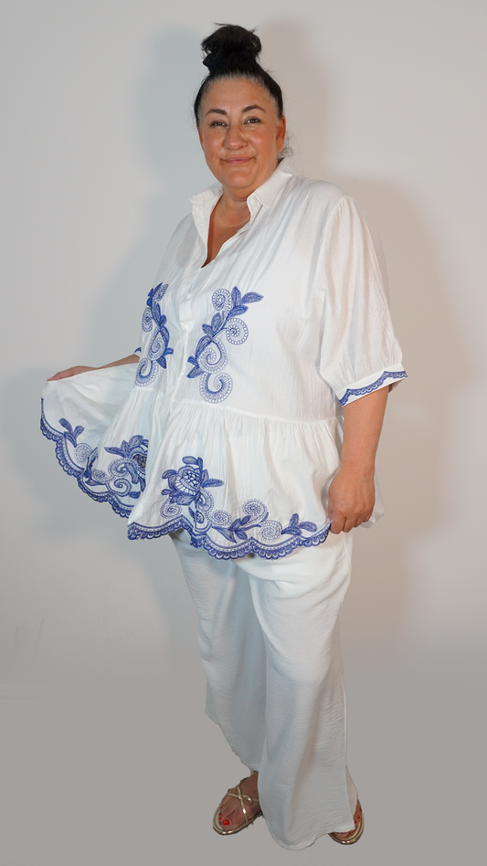 EMBROIDERED SHIRT - WHITE
