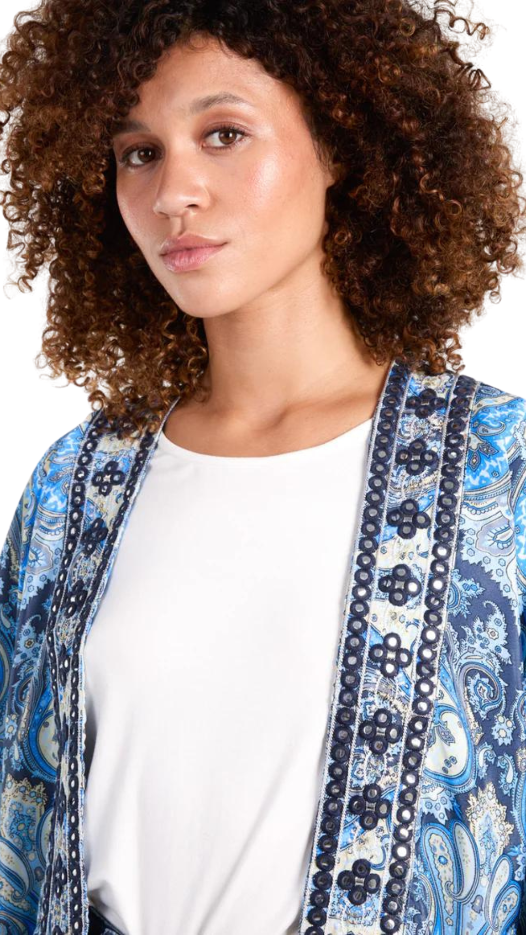 EMBELLISHED PAISLEY PATTERNED KIMONO