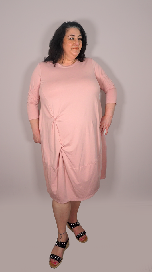 KNOT DRAPE DRESS - BLUSH