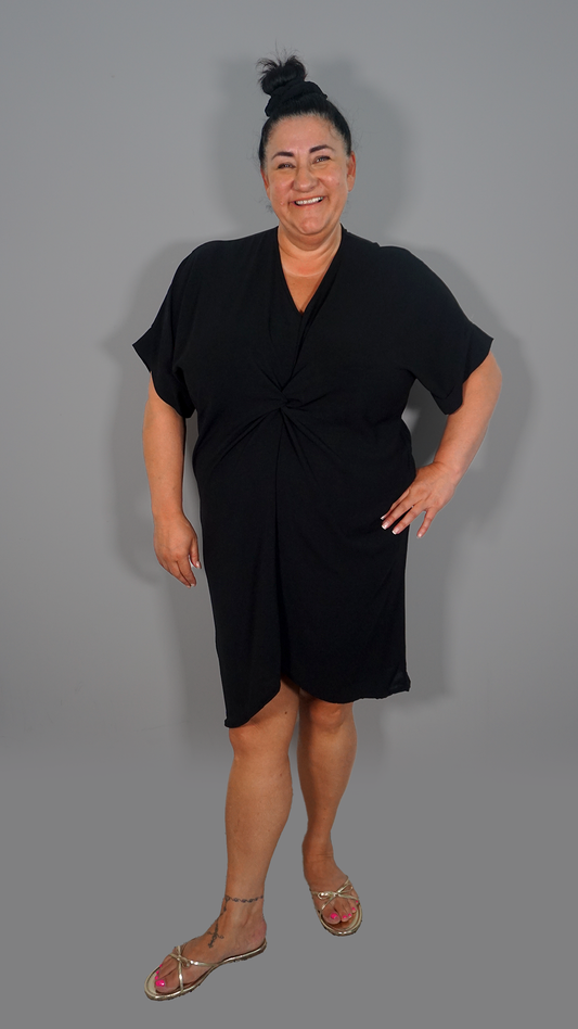 TWIST FRONT TUNIC - BLACK